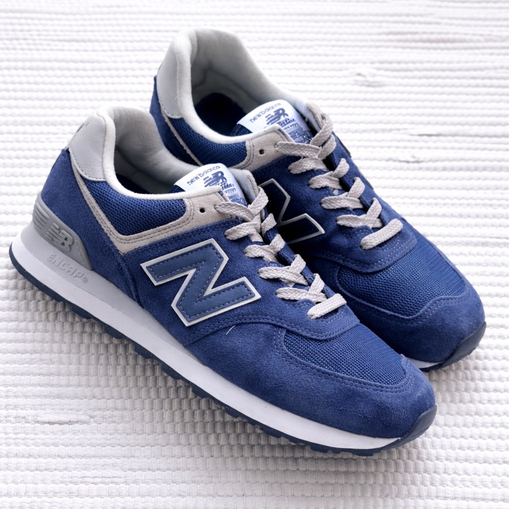 New Balance 574 Blue Suede Sneakers WL574EVN Classic Lifestyle Size 8
